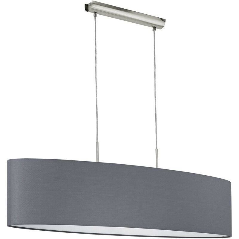 Lámpara colgante 100 cm Eglo Gris y níquel mate con cable 2xE27/60W/220-240V | Tejido