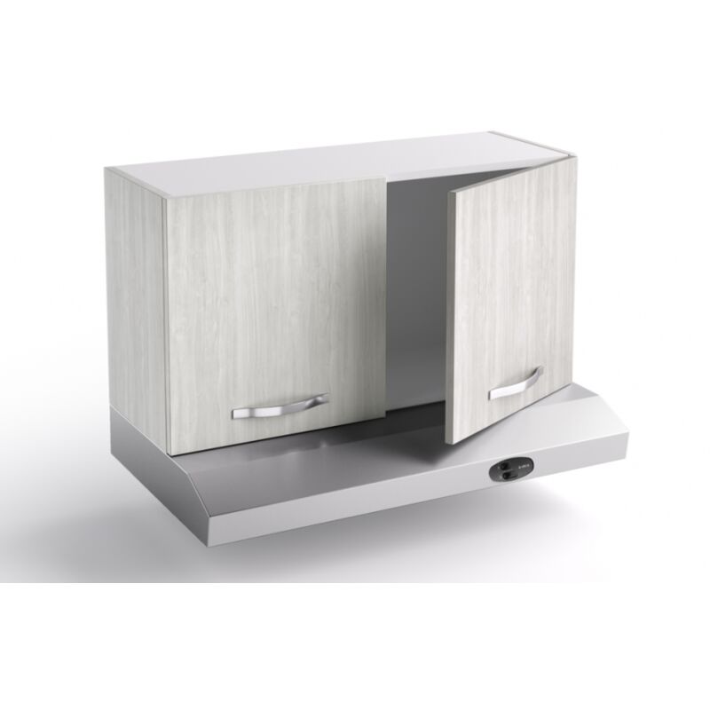 Mueble alto de cocina 60x31xH48 cm madera blanca mate con puerta y Campana  extractora Blanco