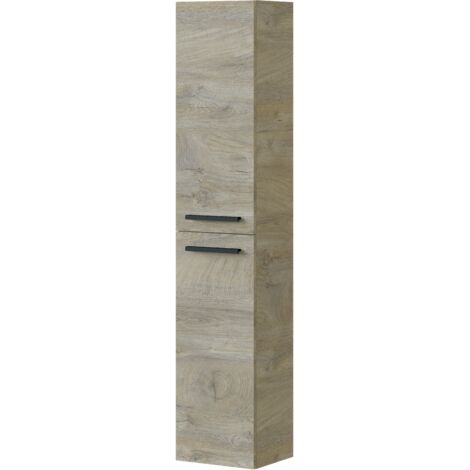 Columna de baño suspendida 30x25,5x140 cm roble con 2 puertas – Alimo (1/4)