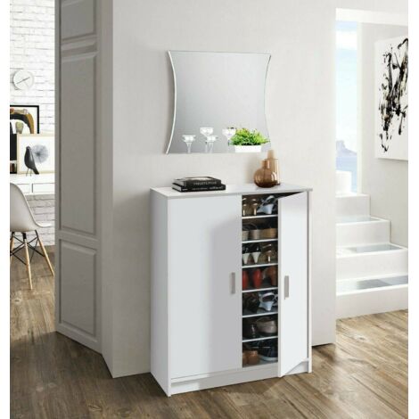 Zapatero 76x36x101 cm blanco mate con 2 puertas – Merano (1/5)