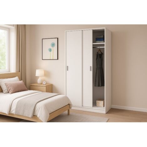 Armario 100x50x200h cm con 2 puertas y 1 estante blanco mate – Sofora