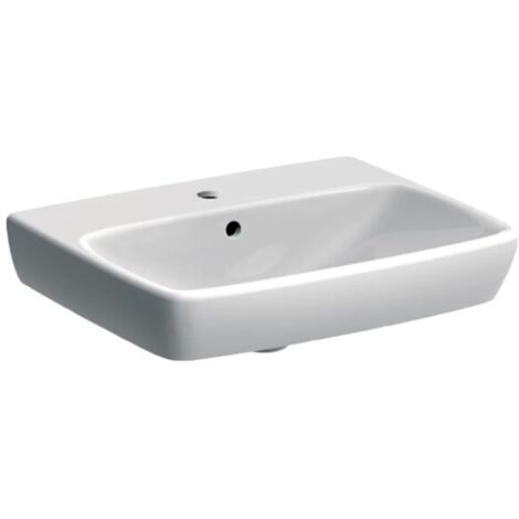 Lavabo suspendido 55 cm blanco brillo - Geberit Selnova Square - Con columna
