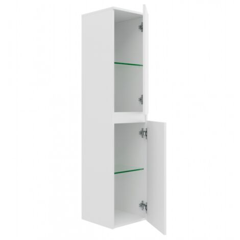 Columna de baño suspendida 36x140 cm blanco brillo con dos puertas