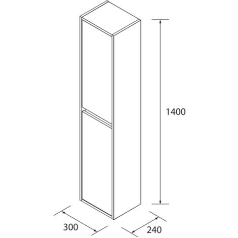 Columna de baño suspendida 30 x 140 cm natural con dos puertas - Nova