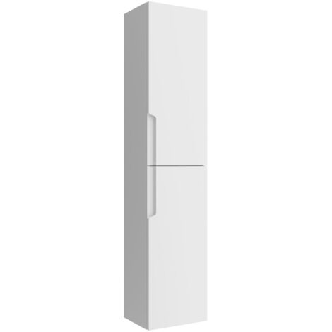Columna de baño suspendida blanco satinado 30x140 cm con dos puertas - Vanda