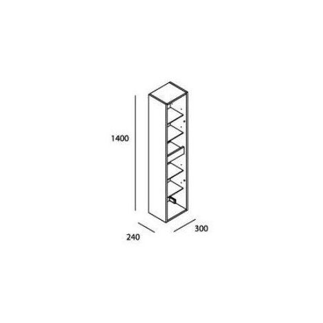 Columna de baño suspendida 30 x 140 cm negro satinado con dos puertas - Nova