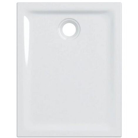 Plato de ducha rectangular 90x70x4,5 cm blanco brillante en gres porcelánico - Geberit - Con desagüe