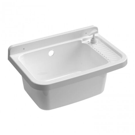 Lavadero en resina 50 cm con dispensador blanco - Mongardi