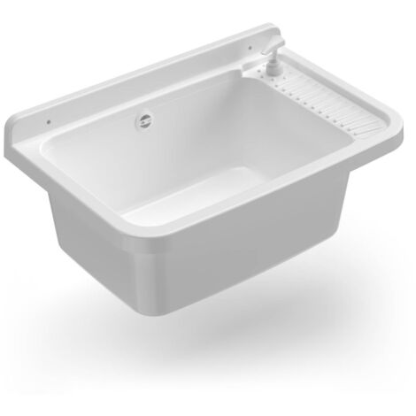 Lavadero en resina 60 cm con dispensador blanco - Mongardi