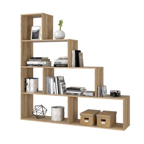 Estantería decorativa 145x29x145 cm con 6 estantes en roble canadiense – Ledra (1/3)