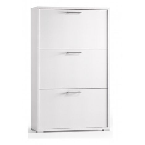 Zapatero de fresno blanco 112 cm con tres puertas abatibles - Islanda (1/3)
