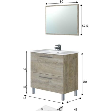 Mueble de baño con pie Spazio roble de 80x65x40 cm