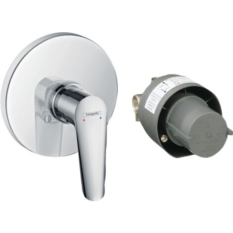 Mezclador de ducha empotrado 15 cm en latón cromado y plástico - Hansgrohe Logis (1/3)