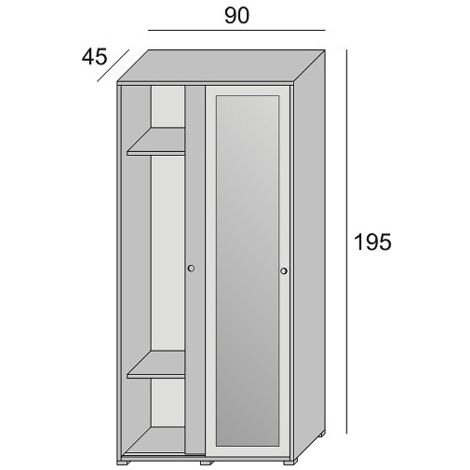 Armario 90x195h fresno blanco - Plutone