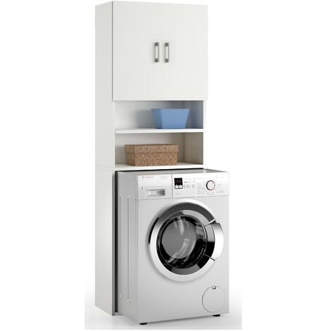 Mueble para lavadora 195 cm Blanco ceniza con dos puertas Blanco