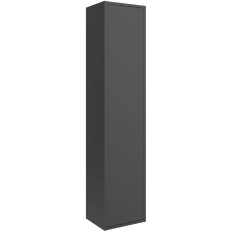 Columna de baño suspendida 30x140 cm negro mate con una puerta - Olympus