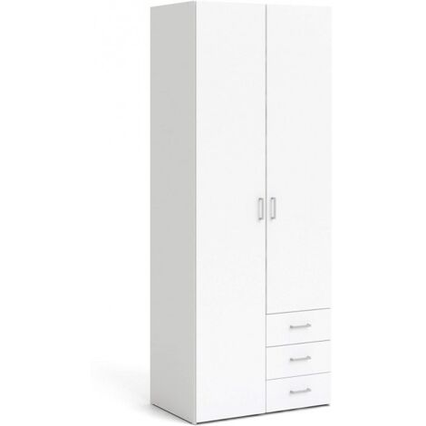 Armario blanco con dos puertas y tres cajones 77 x 200H cm -Ferriere