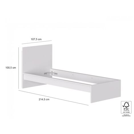 Estructura de cama individual 214x107 cm blanco mate con dos cajones - Pafo
