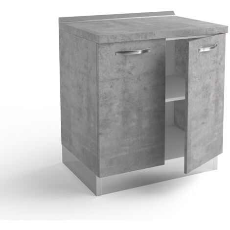 Base de cocina 80x60x84 cm en madera gris cemento con dos puertas - Massa