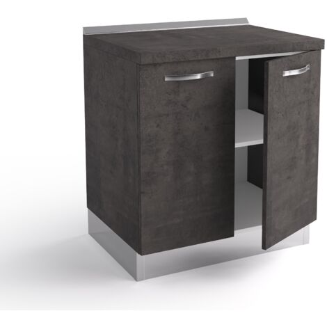 Base de cocina 80x60x84 cm en madera color lava con dos puertas - Massa