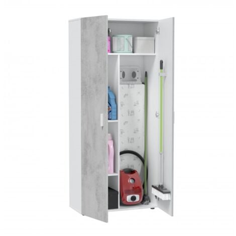 Armario Multiusos 2 puertas bajo Blanco - Cemento 80cm (ancho) x 92cm (alto)