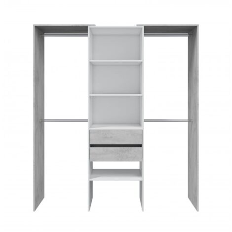 Vestidor 179 x 202 h cm blanco mate y hormigón - Terni