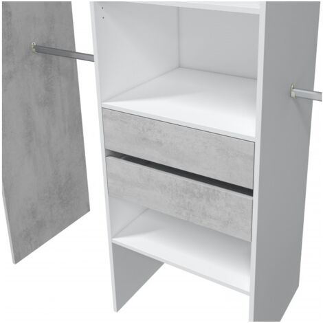 Vestidor 179 x 202 h cm blanco mate y hormigón - Terni
