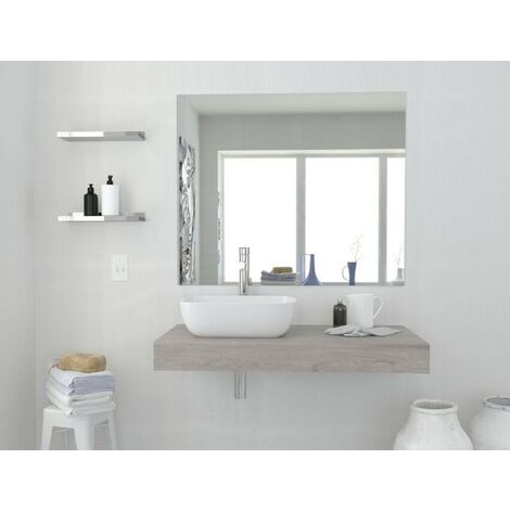 Armario de baño de pared con espejo - estanterías para el cuarto de baño -  roble - PURNAL