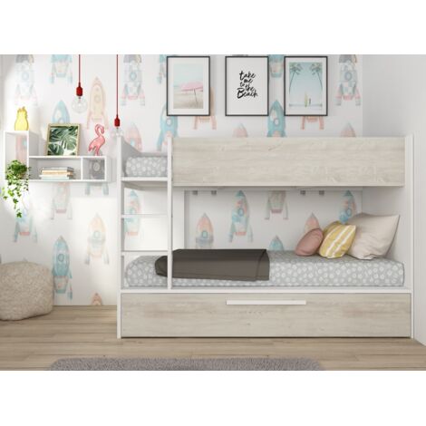 Litera 205,6x147 cm blanco mate y roble - America