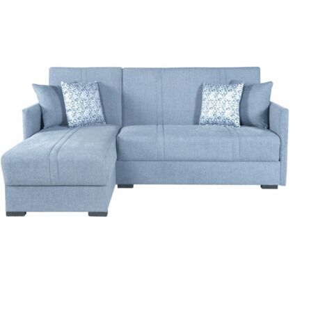 Sofá cama esquinero de tela azul claro - Spinea