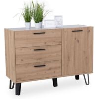 Cómoda 87 cm roble y lacado gris - Vignola