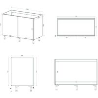 Mueble de cocina para fregadero 120x60xH84 cm en madera Blanco mate con dos puertas | Blanco