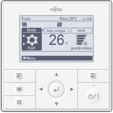 Atlantic – Télécommande filaire pour climatiseur réversible – Programmation hebdomadaire – Écran LCD rétroéclairé – Dimensions 120x120x20mm – 875019