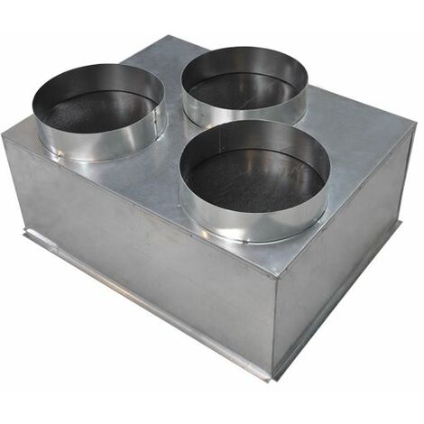 Plénum de reprise en acier isolé 600x600 – Finition isolée – Piquages latéraux Ø 250mm et Ø 200mm – Pour ventilation efficace – Baillindustrie