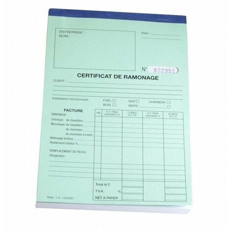 Carnet certificat annuel ramonage