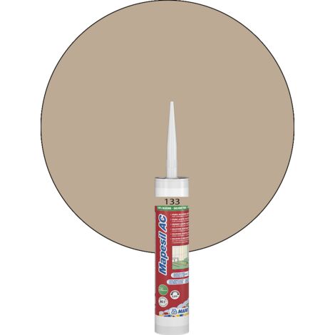 Mapei – Mastic silicone acétique pur 310 ml – Résistant aux moisissures et agents chimiques – Pour joints en immersion et sanitaires – Coloris 133 Sable