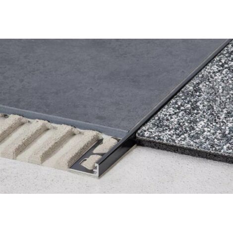 Schluter – Profilé de finition sol et mur en aluminium – Couleur gris beige – Hauteur 11 mm – Longueur 2500 mm – Finition structurée (1/5)