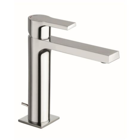 Cristina Ondyna – Mitigeur de lavabo large chrome – Vidage métal à tirette – Hauteur sous bec 125 mm – Saillie 125 mm – OG22351 (1/4)