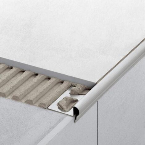 Schluter – Profilé pour escaliers 9 mm – Longueur 2,5ML – Aluminium anodisé mat – Surface lisse et striée – Antidérapant pour sécurité