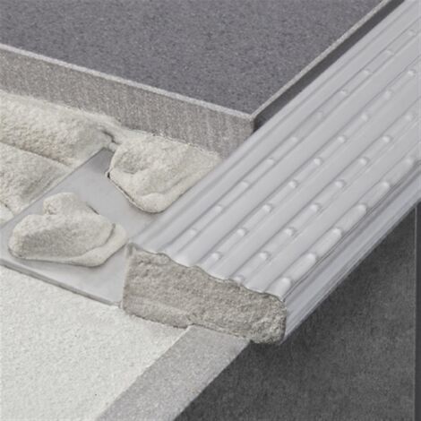 Schluter – Profilé de finition pour escaliers – Acier inoxydable – Relief non-glissant – Longueur 2,5 m – Hauteur 11 mm