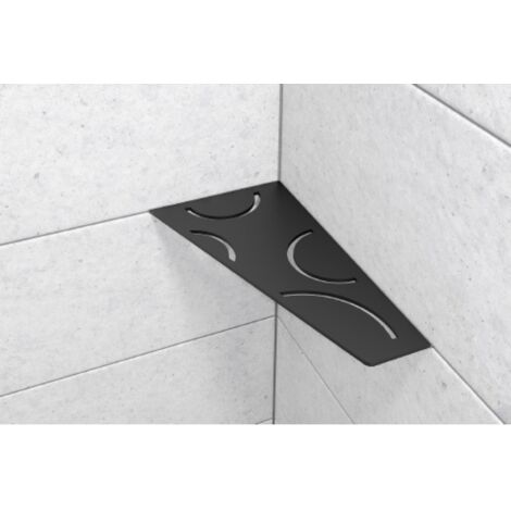Schluter – Tablette murale de douche en aluminium noir mat – Dimensions 62 x 295 x 154 mm – Fixation avec languettes 2 mm – Pour douche et cuisine