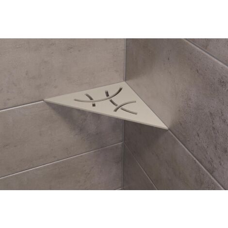 Schluter – Tablette d'angle de douche – Aluminium structuré blanc mat – 210 x 210 mm – Installation simple dans joints de carrelage