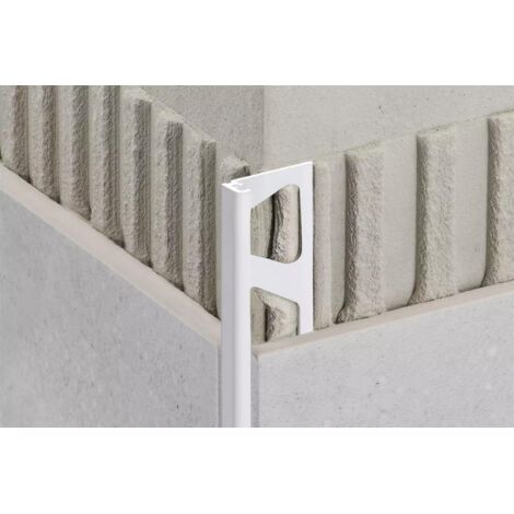 Schluter – Profilé de finition décoratif JOLLY-A 100 – Aluminium blanc mat – Hauteur 10mm – Longueur 2500mm – Angle 90° pour carrelage