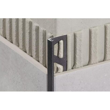 Schluter – Profilé de finition décoratif angle droit en aluminium – Coloris gris – Longueur 2,5 m – Hauteur 12,5 mm – Finition structurée (1/5)