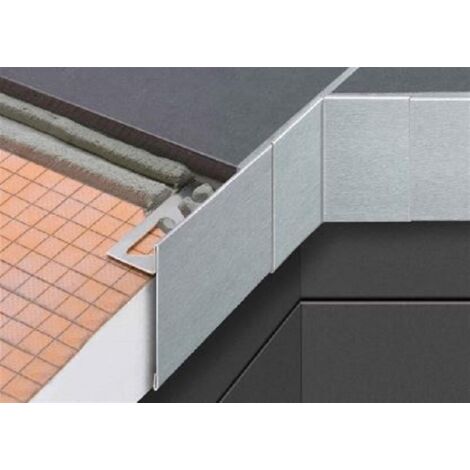 Schluter – Raccord en acier inoxydable brossé pour profilé de finition – Largeur 19 mm – Hauteur 6 mm – Épaisseur 0,6 mm – Finition soignée