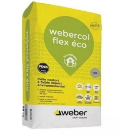 Weber Saint Gobain – Mortier colle pour carrelage et pierre – Colle en poudre 25 kg – Réduction CO2 30% – Pour tous formats jusqu'à 60x60 cm