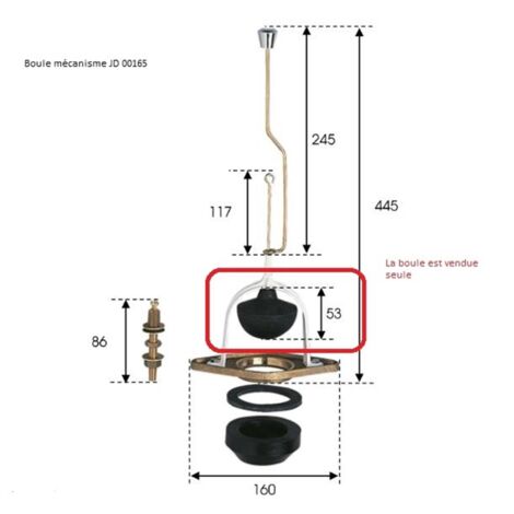 Boule Sans Tige Pour WC – Réf. 23014053 Jacob Delafon – Pièce Détachée Sanitaire