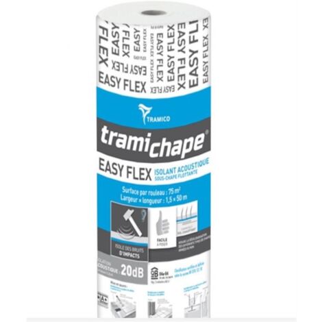 Tramico – Sous-couche acoustique Tramichape EASY FLEX 75 m² – Isolation 20 dB – Pour chapes traditionnelles et fluides – Résistance à la déchirure (1/3)