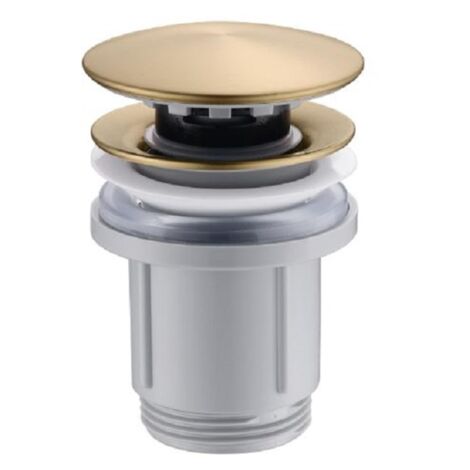 Imex – Bonde de lavabo CLIC CLAC – Or brossé – Diamètre 33-42 mm – Hauteur 66.5 mm – Mécanisme automatique – Montage rapide