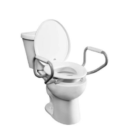 Abattant surélevé de 7,5 cm avec accoudoirs - Blanc (1/4)
